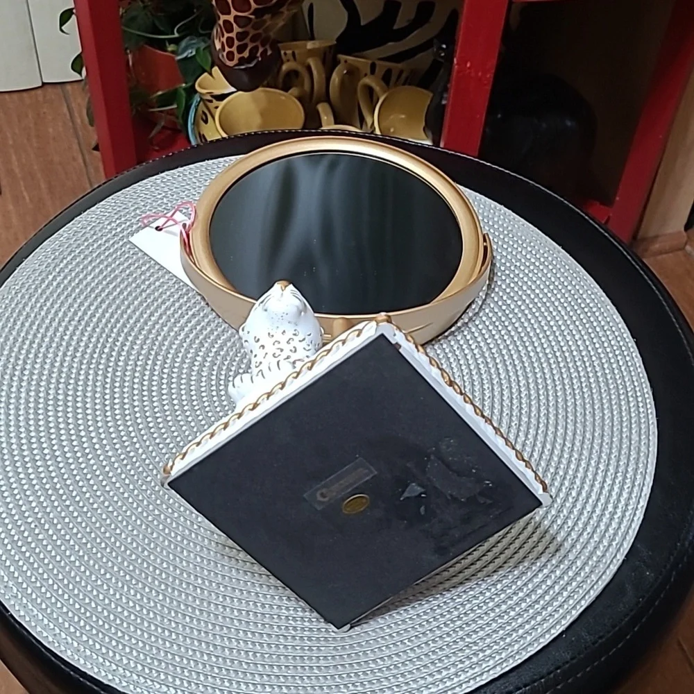 C. WONDER Gold and White Leopard Vanity Mirror